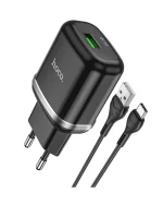 شارژر دیواری هوکو مدل N3 QC3.0 18W به همراه کابل تبدیل usb-c
