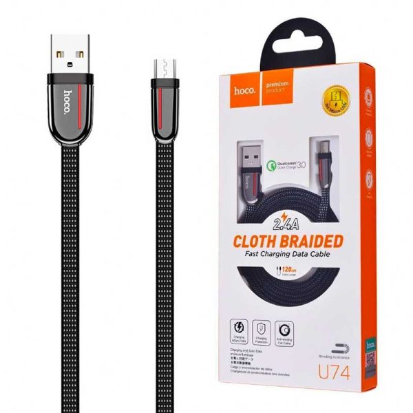 کابل تبدیل USB به MicroUSB هوکو مدل u74 طول 1.2 متر