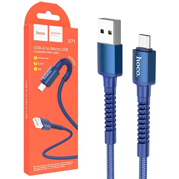 کابل تبدیل USB به MICROUSB هوکو مدل X71 ANTI BENDING طول 1 متر