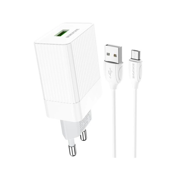 شارژر دیواری بروفون مدل BA47A به همراه کابل تبدیل MICROUSB
