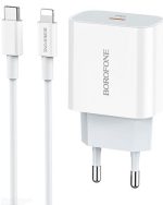 شارژر دیواری بروفون مدل BA38A PD 20W به همراه کابل تبدیل TYPE-C TO LIGHTNING