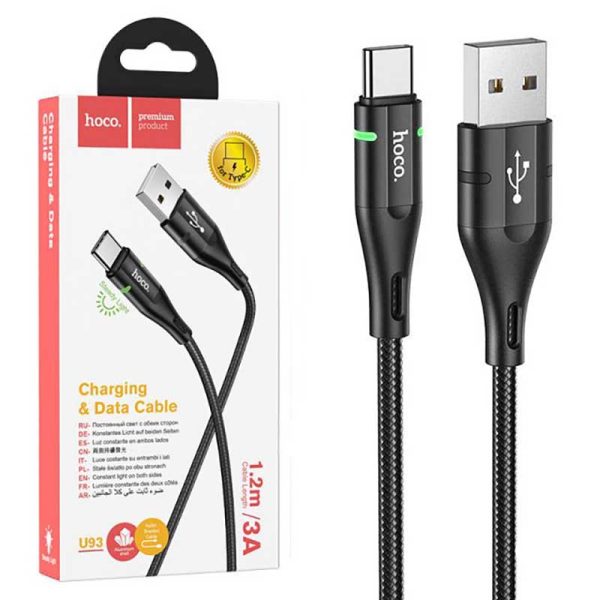 کابل تبدیل USB به USB-C هوکو مدل U93 طول 1.2 متر