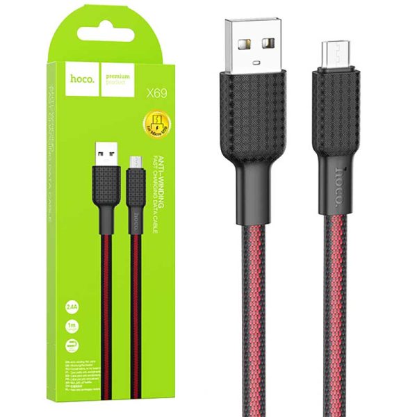 کابل تبدیل USB به MICROUSB هوکو مدل X69 ANTI-WINDING طول 1 متر