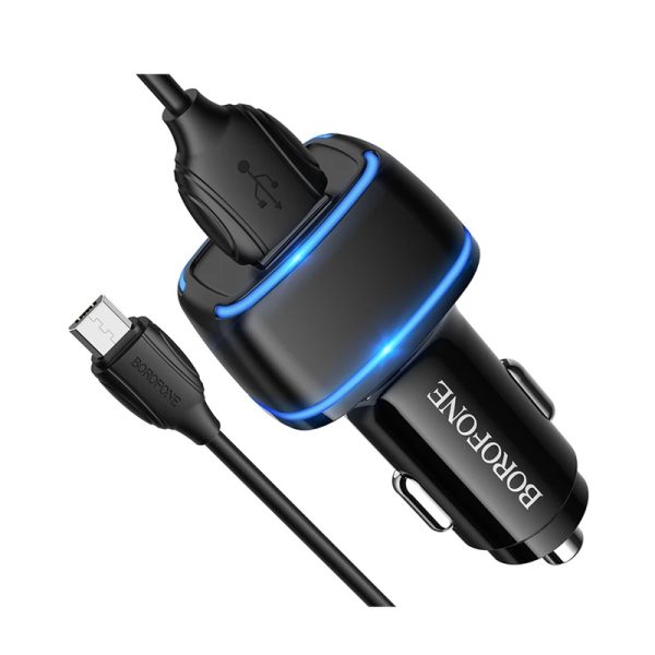شارژر فندکی بروفون مدل BZ14 12W به همراه کابل تبدیل MICROUSB