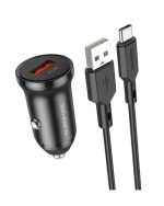 شارژر فندکی بروفون مدل BZ18 QC3.0 18W به همراه کابل تبدیل USB-C