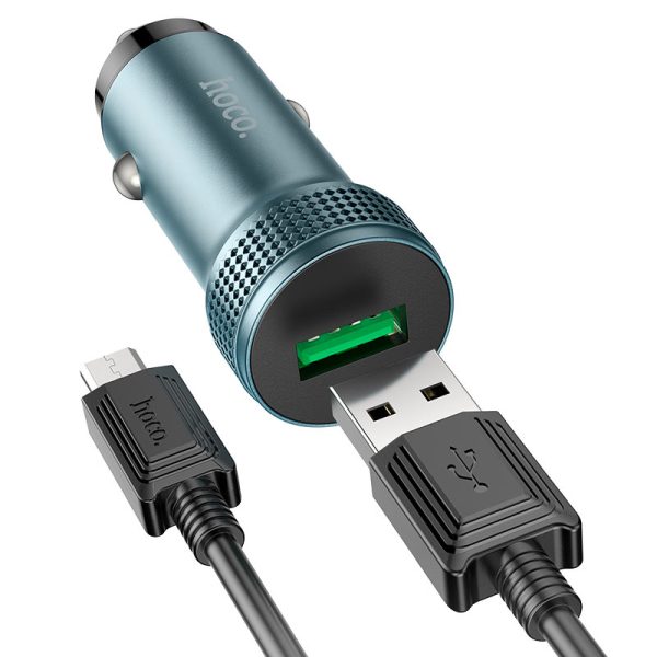 شارژر فندکی 18 وات هوکو مدل Z49A QC3.0 به همراه کابل میکرو یو اس بی