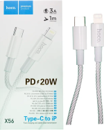 کابل تبدیل USB-C به لایتنینگ هوکو مدل X56 PD 20W طول 1 متر