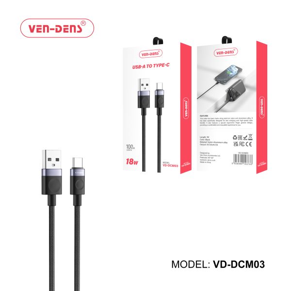 کابل (VEN-DENS) ۱۸ واتی USB نوع A به تایپ C
