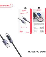 کابل فست شارژ (VEN-DENS) ۱۸ واتی USB نوع A به تایپ C به همراه نمایشگر LED