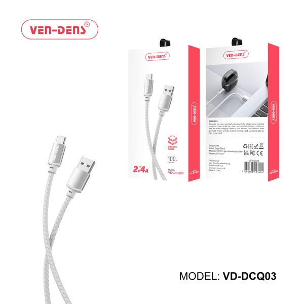 کابل (VEN-DENS)فست شارژ سیلیکونی 2.4 آمپر 5 ولت USB نوع A به تایپ C