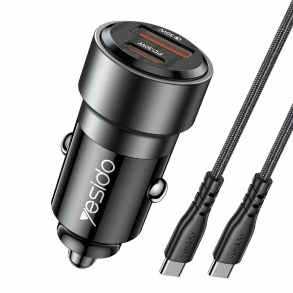 شارژر فندکی 60 وات یسیدو مدل Y55 به همراه کابل  دو سر USB-C