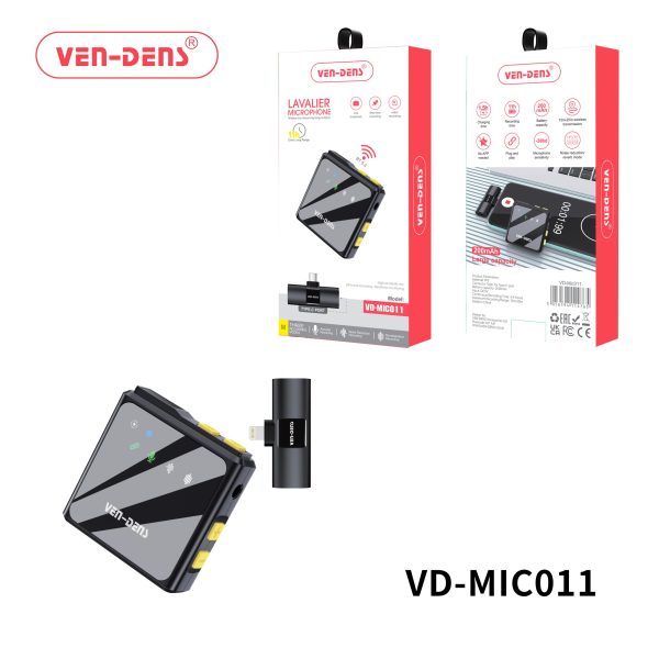 میکروفون بی‌سیم حرفه ای با سری  تایپ سی (ven-dens) مدلVD-MIC011 با برد طولانی