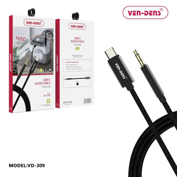 تبدیل تایپ سی به AUX نایلونی 3.5 میلی‌متری (1 متر) (AUX002)
