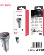 شارژر فندکی خودرو(VEN-DENS) 3پورت 90 واتی قدرتمند مدل VD-CC012