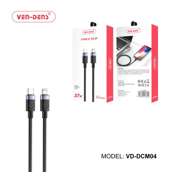 کابل شارژ فست USB-C به لایتنینگ ۲۷ واتی (VEN-DENS) مدل VD-DCM04