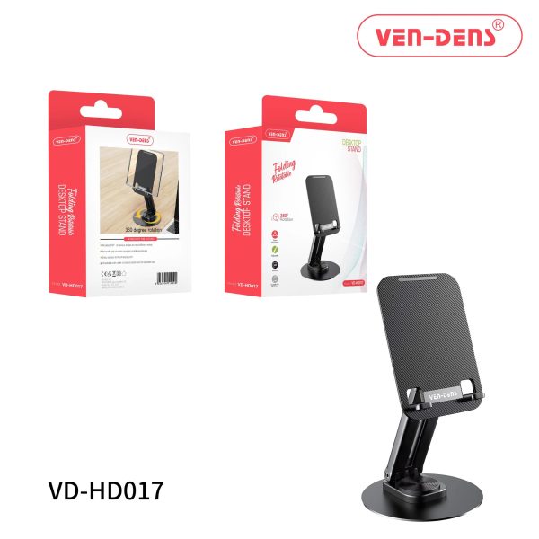 نگهدارنده و پایه رومیزی تاشو موبایل و تبلت (VEN-DENS) مدل VD-HD017 با قابلیت چرخش ۳۶۰ درجه
