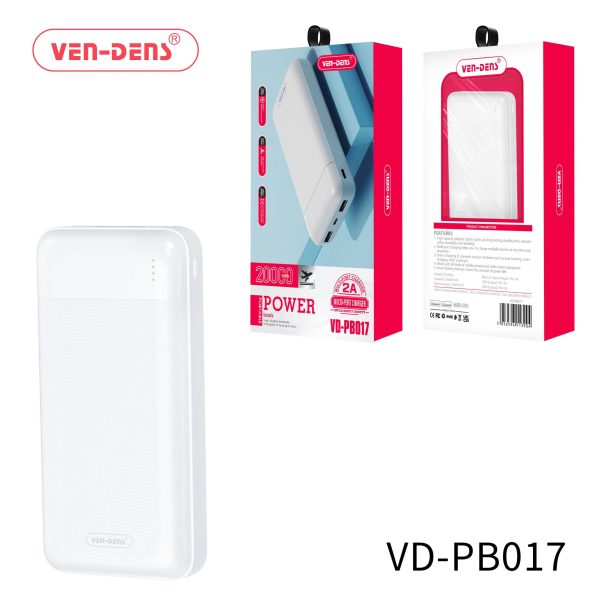 پاور بانک 20000 میلی‌آمپر  QC3 ، (VEN-DENS) و PD فست شارژ  مدل VD-PB0017 به همراه شارژ بی سیم